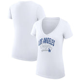 Los Angeles Dodgers G-III 4Her by Carl Banks Women's Super-Slim Fit Lightweight Filigree Team V-Neck T-Shirt - White