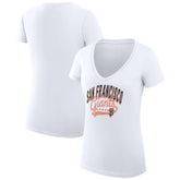 San Francisco Giants G-III 4Her by Carl Banks Women's Super-Slim Fit Lightweight Filigree Team V-Neck T-Shirt - White