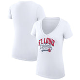 St. Louis Cardinals G-III 4Her by Carl Banks Women's Super-Slim Fit Lightweight Filigree Team V-Neck T-Shirt - White