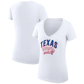 Texas Rangers G-III 4Her by Carl Banks Women's Super-Slim Fit Lightweight Filigree Team V-Neck T-Shirt - White