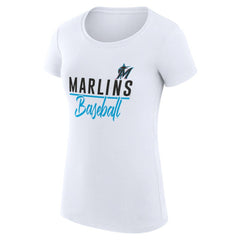 Miami Marlins G-III 4Her by Carl Banks Women's Super-Slim Fit Lightweight Team Graphic T-Shirt - White