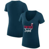 Minnesota Twins G-III 4Her by Carl Banks Women's Super-Slim Fit Lightweight Team Graphic V-Neck T-Shirt - Navy