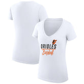 Baltimore Orioles G-III 4Her by Carl Banks Women's Super-Slim Fit Lightweight Team Graphic V-Neck T-Shirt - White