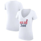 Boston Red Sox G-III 4Her by Carl Banks Women's Super-Slim Fit Lightweight Team Graphic V-Neck T-Shirt - White