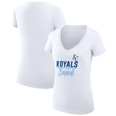 Kansas City Royals G-III 4Her by Carl Banks Women's Super-Slim Fit Lightweight Team Graphic V-Neck T-Shirt - White