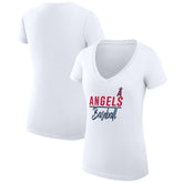 Los Angeles Angels G-III 4Her by Carl Banks Women's Super-Slim Fit Lightweight Team Graphic V-Neck T-Shirt - White