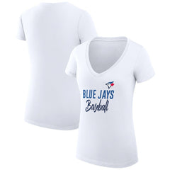 Toronto Blue Jays G-III 4Her by Carl Banks Women's Super-Slim Fit Lightweight Team Graphic V-Neck T-Shirt - White
