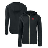 Cincinnati Reds Cutter & Buck Women's Daybreak Eco Recycled Full-Zip Hoodie - Black