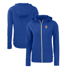 New York Mets Cutter & Buck Women's Daybreak Eco Recycled Full-Zip Hoodie - Royal