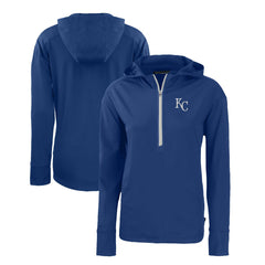 Kansas City Royals Cutter & Buck Women's Daybreak Eco Recycled Half-Zip Hoodie - Royal