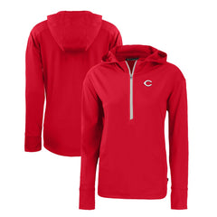 Cincinnati Reds Cutter & Buck Women's Daybreak Eco Recycled Half-Zip Hoodie - Red
