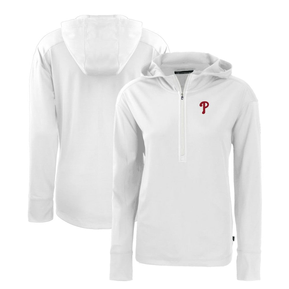 Philadelphia Phillies Cutter & Buck Women's Daybreak Eco Recycled Half-Zip Hoodie - White
