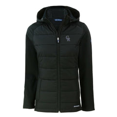Colorado Rockies Cutter & Buck Women's Evoke Hybrid Eco Softshell Recycled Full-Zip Hoodie Jacket - Black