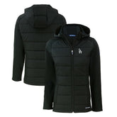 Los Angeles Dodgers Cutter & Buck Women's Evoke Hybrid Eco Softshell Recycled Full-Zip Hoodie Jacket - Black