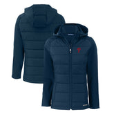 Philadelphia Phillies Cutter & Buck Women's Evoke Hybrid Eco Softshell Recycled Full-Zip Hoodie Jacket - Navy
