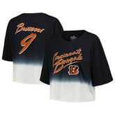 Joe Burrow Cincinnati Bengals Majestic Threads Women's Dip-Dye Player Name & Number Crop Top - Black/White online