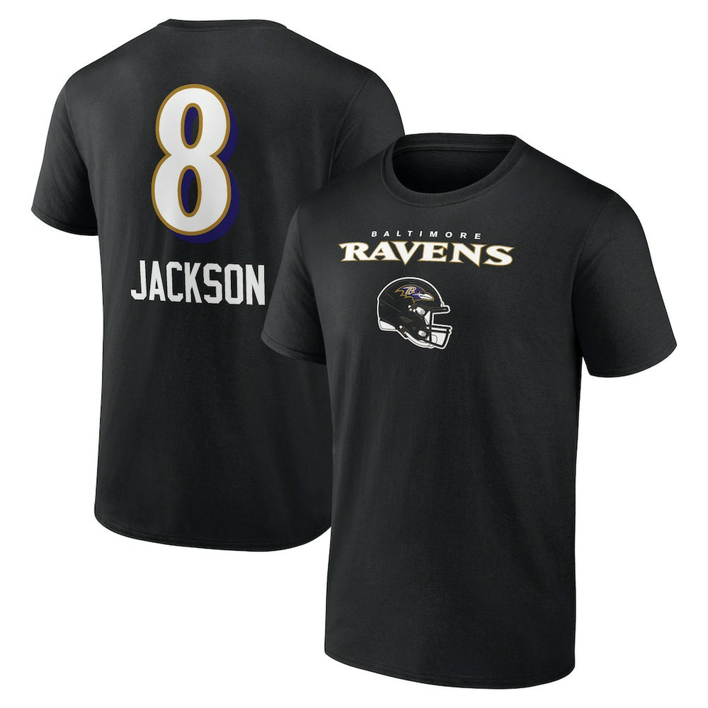 Lamar Jackson Baltimore Ravens Team Wordmark Name & Number T-Shirt - Black outlet