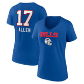Josh Allen Buffalo Bills Women's Team Wordmark Name & Number V-Neck T-Shirt - Royal discount