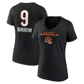 Joe Burrow Cincinnati Bengals Women's Team Wordmark Name & Number V-Neck T-Shirt - Black discount