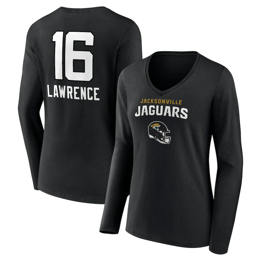Trevor Lawrence Jacksonville Jaguars Women's Team Wordmark Long Sleeve V-Neck T-Shirt - Black outlet