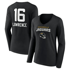 Trevor Lawrence Jacksonville Jaguars Women's Team Wordmark Long Sleeve V-Neck T-Shirt - Black outlet