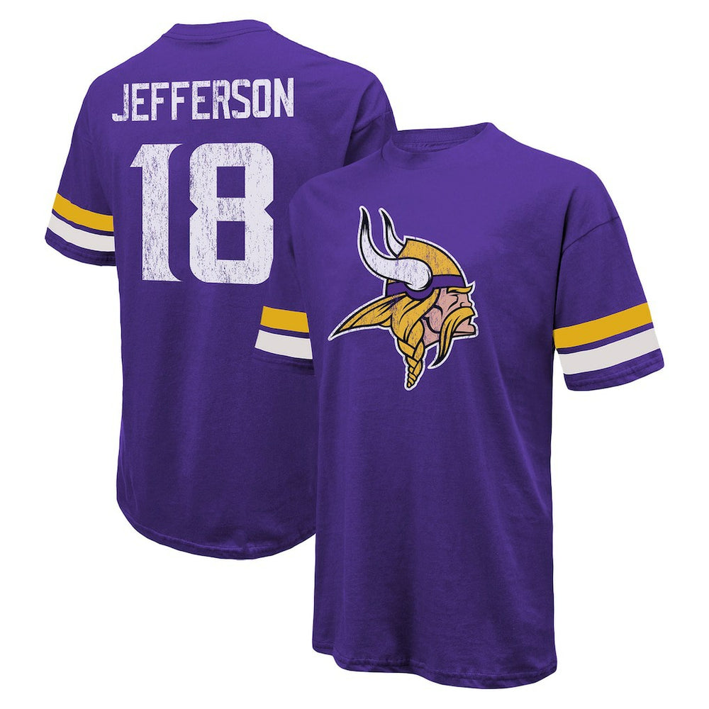 Justin Jefferson Minnesota Vikings Majestic Threads Name & Number Oversized Fit T-Shirt - Purple discount