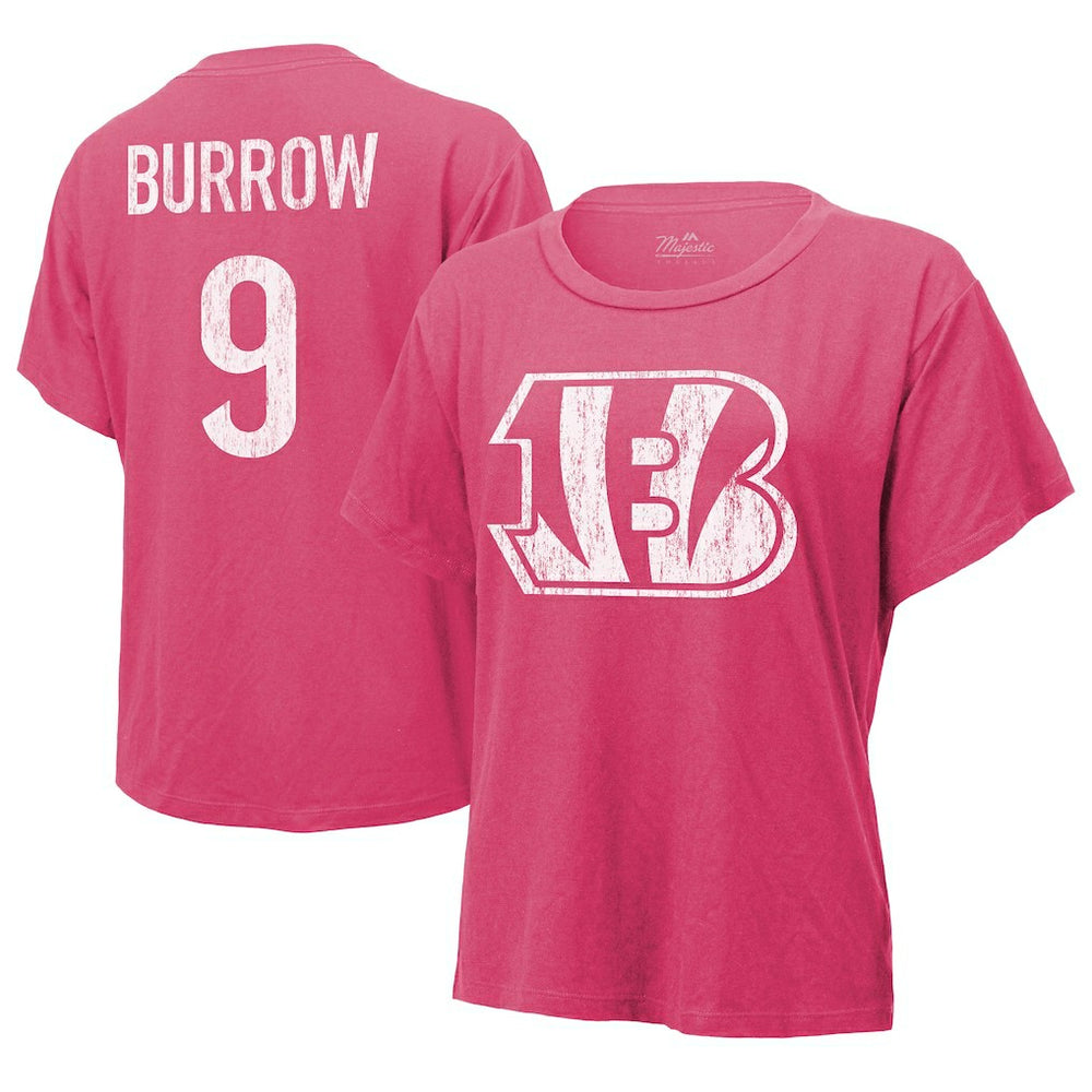 Joe Burrow Cincinnati Bengals Majestic Threads Women's Name & Number T-Shirt - Pink outlet