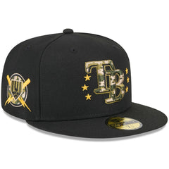Tampa Bay Rays 2024 Armed Forces Day On-Field 59FIFTY Fitted Hat - Black | New Era