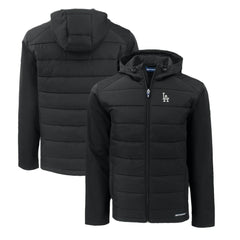 Los Angeles Dodgers Cutter & Buck Big & Tall Evoke Hybrid Eco Softshell Recycled Full-Zip Hoodie - Black