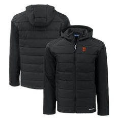 San Francisco Giants Cutter & Buck Big & Tall Evoke Hybrid Eco Softshell Recycled Full-Zip Hoodie - Black