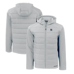 New York Yankees Cutter & Buck Evoke Hybrid Eco Softshell Recycled Full-Zip Hoodie - Gray