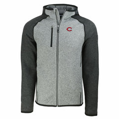Cincinnati Reds Cutter & Buck Mainsail Full-Zip Hooded Jacket - Heather Charcoal/Heather Gray