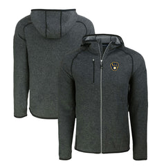 Milwaukee Brewers Cutter & Buck Mainsail Full-Zip Hooded Jacket - Heather Charcoal