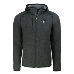 Milwaukee Brewers Cutter & Buck Mainsail Full-Zip Hooded Jacket - Heather Charcoal