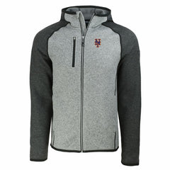 New York Mets Cutter & Buck Mainsail Full-Zip Hooded Jacket - Heather Charcoal/Heather Gray