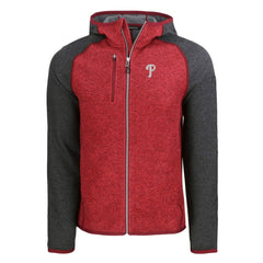Philadelphia Phillies Cutter & Buck Mainsail Full-Zip Hooded Jacket - Heather Charcoal/Red