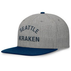 Seattle Kraken Fanatics Elements Flat Brim Leather Strapback Hat Heather Gray
