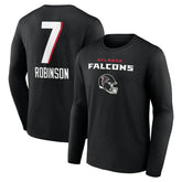 Bijan Robinson Atlanta Falcons Team Wordmark Name & Number Long Sleeve T-Shirt - Black sale