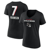 Bijan Robinson Atlanta Falcons Women's Team Wordmark Name & Number V-Neck T-Shirt - Black discount
