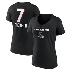 Bijan Robinson Atlanta Falcons Women's Team Wordmark Name & Number V-Neck T-Shirt - Black discount