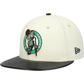 Boston Celtics Faux Leather Visor Two-Tone 59FIFTY Fitted Hat - White/Black | New Era on sale