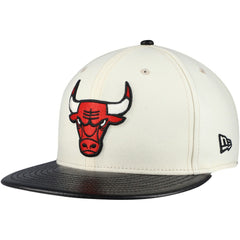 Chicago Bulls Faux Leather Visor Two-Tone 59FIFTY Fitted Hat - Cream/Black | New Era discount