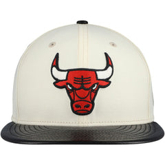 Chicago Bulls Faux Leather Visor Two-Tone 59FIFTY Fitted Hat - Cream/Black | New Era discount
