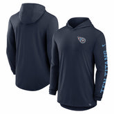 Tennessee Titans Blitz Tri-Blend Dri-FIT Long Sleeve Hoodie T-Shirt - Navy | Nike outlet