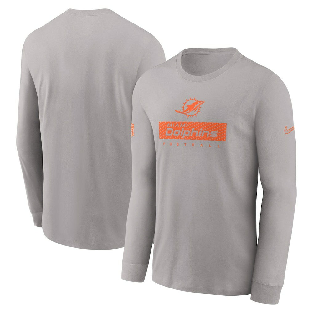 Miami Dolphins Sideline Dri-FIT Long Sleeve T-Shirt - Gray | Nike cheap