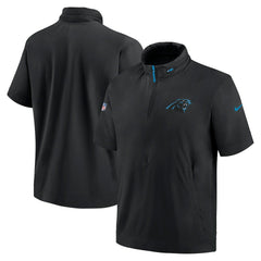 Carolina Panthers 2024 Sideline Coach Short Sleeve Half-Zip Hoodie Jacket - Black | Nike outlet