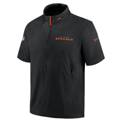 Cincinnati Bengals 2024 Sideline Coach Short Sleeve Half-Zip Hoodie Jacket - Black | Nike discount
