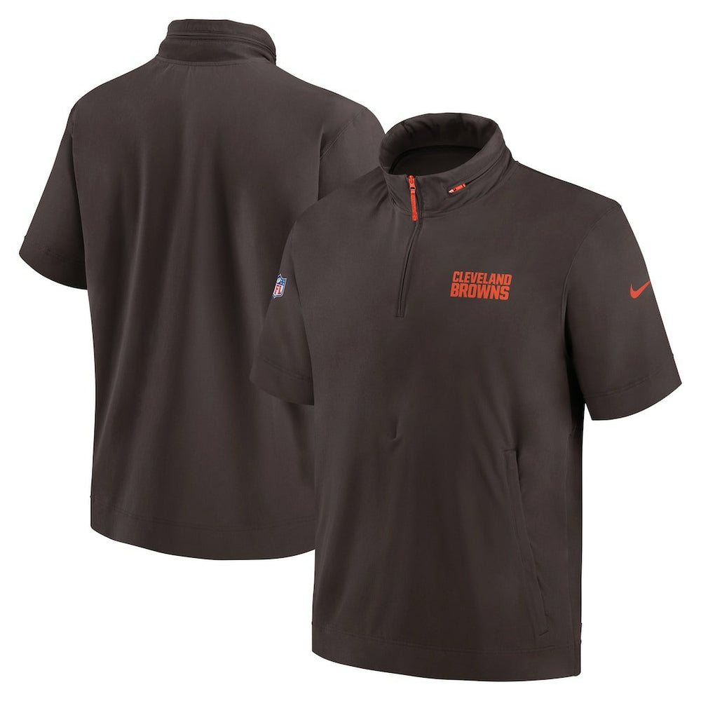 Cleveland Browns 2024 Sideline Coach Short Sleeve Half-Zip Hoodie Jacket - Brown | Nike online