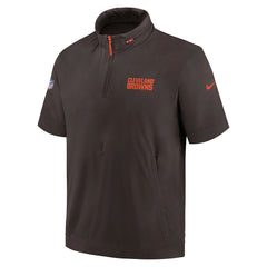 Cleveland Browns 2024 Sideline Coach Short Sleeve Half-Zip Hoodie Jacket - Brown | Nike online