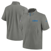 Detroit Lions 2024 Sideline Coach Short Sleeve Half-Zip Hoodie Jacket - Gray | Nike for sale